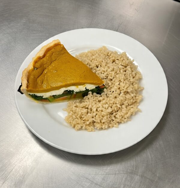 Pastel tricolor (calabaza, acelga y ricota con arroz integral)