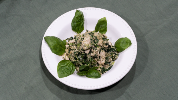 Risotto de quinoa con pollo y espinaca